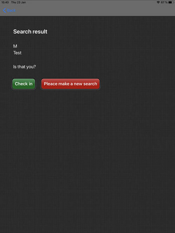 4. The visitor who has been here before, can now confirm his/her data.