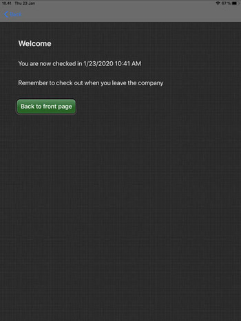 7. The visitor is now checked in. Get the label from the printer next to the iPad.