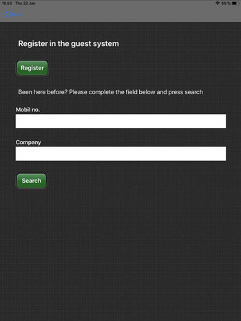 3. If the visitor has been here before, he/she can find the data by typing mobil no. and then Search.