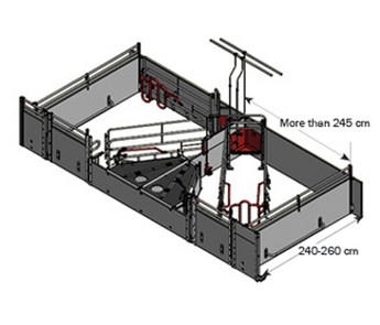 2. 带前端和低柱子的产仔栏-
适用于长度为 245 cm C/C的栏位